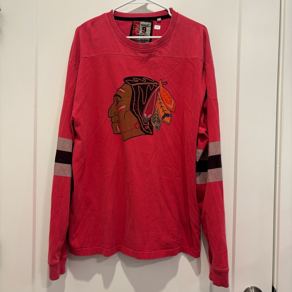 Bobby Hull Chicago Blackhawks Red Jacket Long Sleeve Shirt XXL Red Cotton NHL